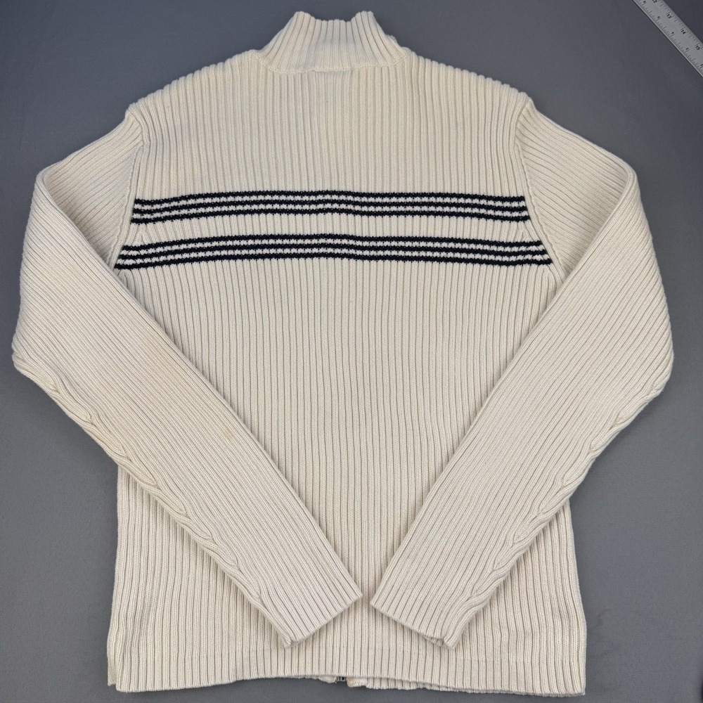 Polo Ralph Lauren Ribbed Quarter-Zip Pullover Men's Size M Ivory Navy Mock Neck - Picture 6 of 10